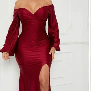 Fashion Nova Off-Shoulder Red Dress